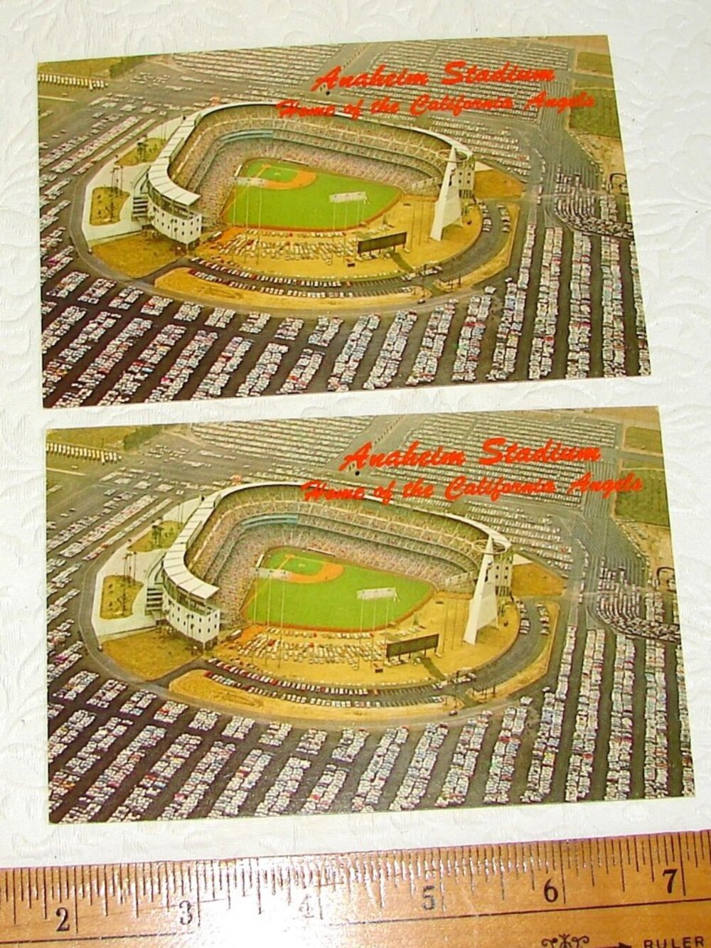 1966 Aerial RPPC Anaheim Stadium POSTCARDs, California Angels Baseball 1st Game